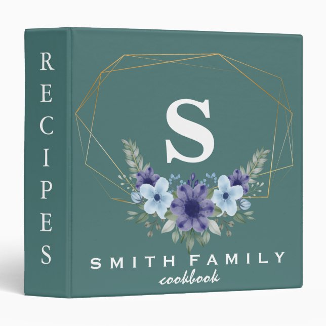 Personalized Family Monogram Bridal shower Recipe  Binder (Front/Spine)