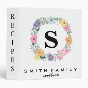 Personalized Family Monogram Bridal shower Recipe  Binder