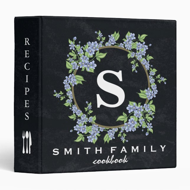 Personalized Family Monogram Bridal shower Recipe Binder (Front/Spine)