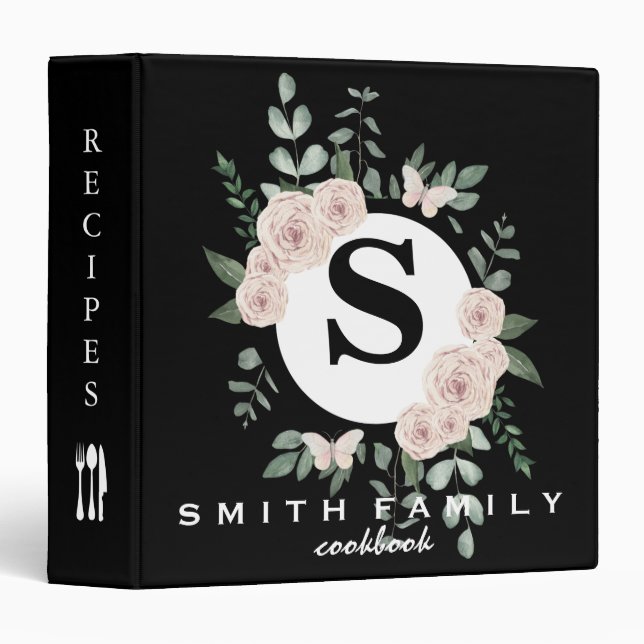 Personalized Family Monogram Bridal shower Recipe  Binder (Front/Spine)