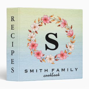 Personalized Family Monogram Bridal shower Recipe  Binder