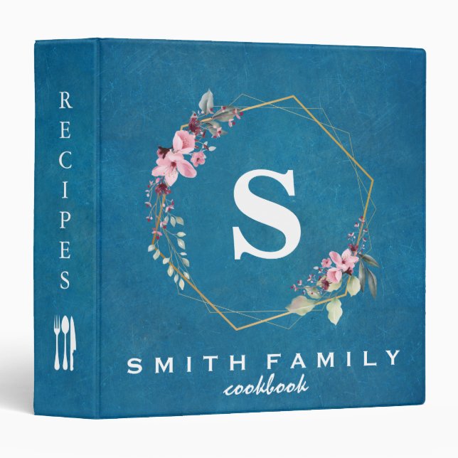 Personalized Family Monogram Bridal shower Recipe Binder (Front/Spine)