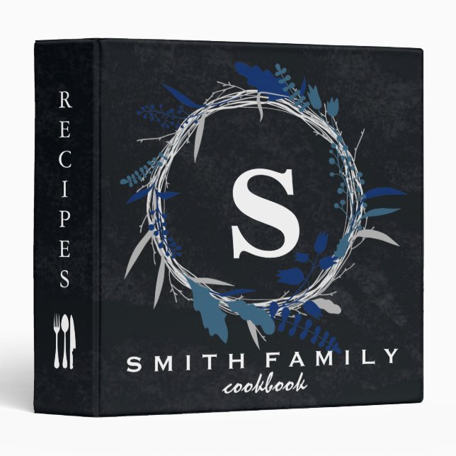 Personalized Family Monogram Bridal shower Recipe Binder (Front/Spine)