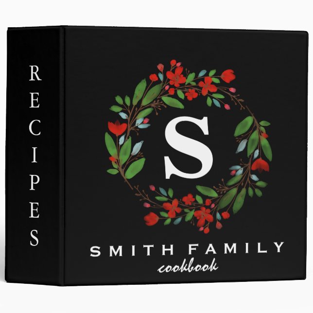 Personalized Family Monogram Bridal shower Recipe Binder (Front/Spine)