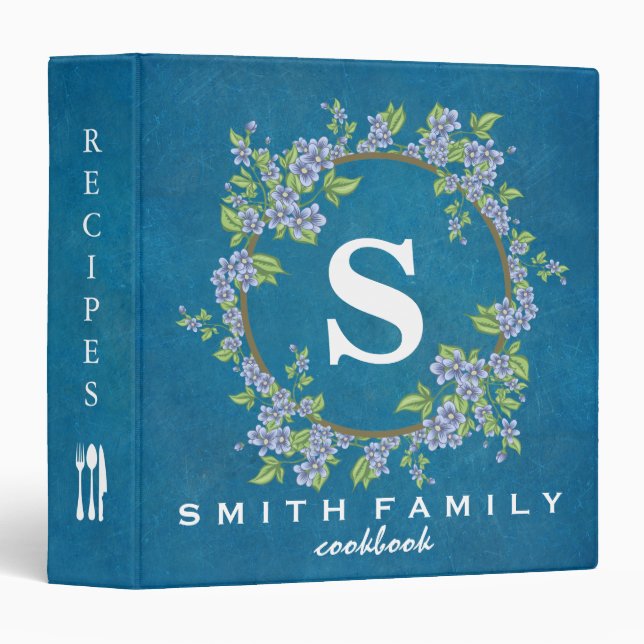 Personalized Family Monogram Bridal shower Recipe Binder (Front/Spine)