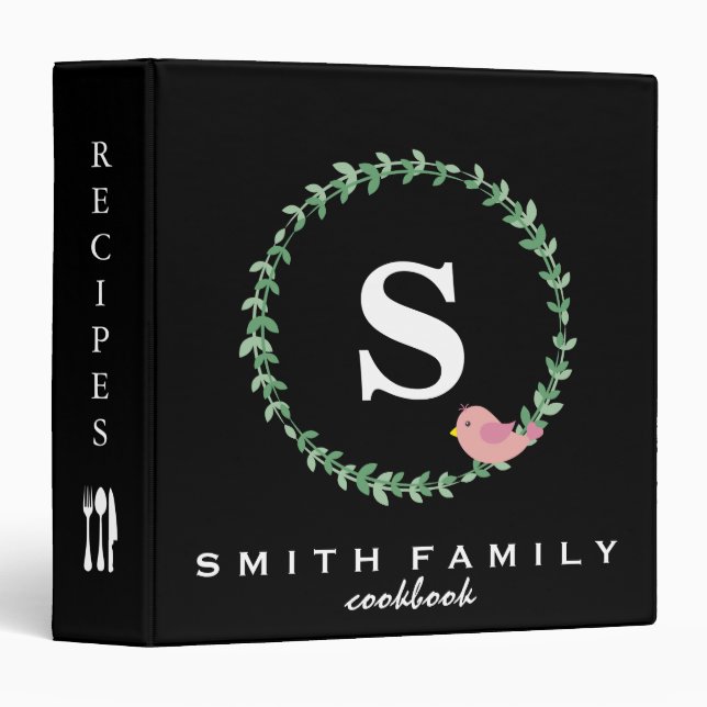 Personalized Family Monogram Bridal shower Recipe Binder (Front/Spine)