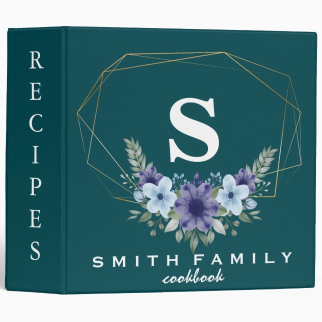 Personalized Family Monogram Bridal shower Recipe  Binder (Front/Spine)