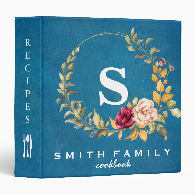 Personalized Family Monogram Bridal shower Recipe  Binder (Front/Spine)