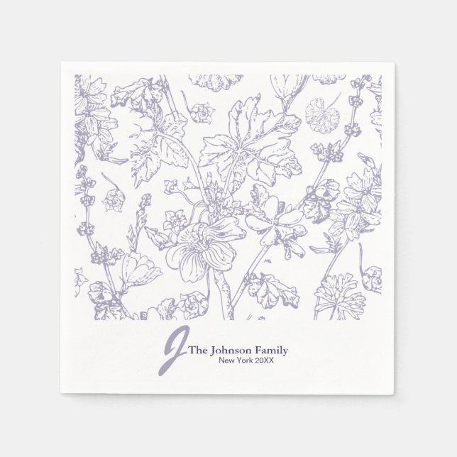 Personalized Family Monogram Name Elegant Script N Napkin (Front)