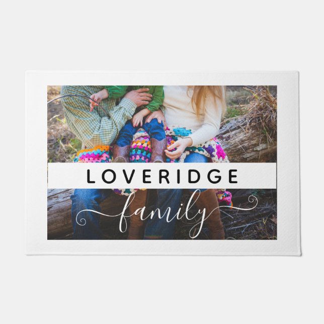 Personalized Family Monogram Surname Custom Photo Doormat (Front)
