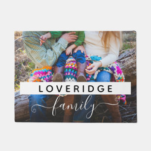 Personalized Family Monogram Surname Custom Photo Doormat