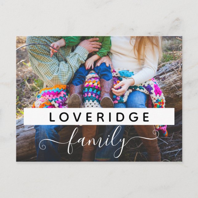 Personalized Family Monogram Surname Custom Photo Postcard (Front)