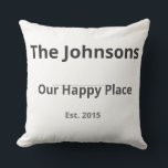 Personalized Family Mug – Custom Family Name & Yea Throw Pillow<br><div class="desc">Add a warm personal touch to your home with this personalized family mug. Designed with a clean, modern layout, this custom mug features a family name, a cozy phrase, and an established year — making it a thoughtful piece for everyday home use. Perfect as a housewarming gift, family keepsake, or...</div>