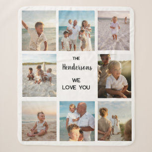 Personalized Family Name 8 Photo Collage We Love Y Sherpa Blanket