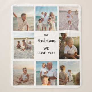 Personalized Family Name 8 Photo Collage We Love Y Sherpa Blanket