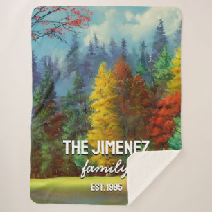 Personalized family name and established date fall sherpa blanket