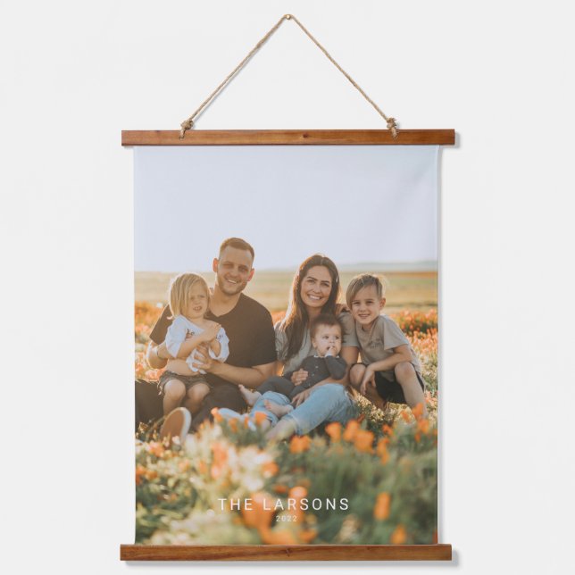 Personalized Family Name and Photo Art Print Hanging Tapestry (Front)
