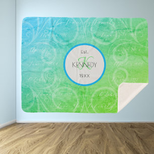 Personalized Family Name and Significant Dates Sherpa Blanket