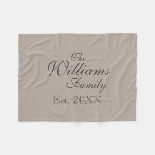 Personalized family name beige fleece blanket