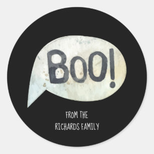 Personalized Family Name Boo Halloween Classic Round Sticker