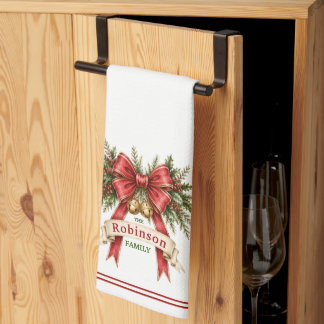 Personalized Family Name Christmas Kitchen Towel
