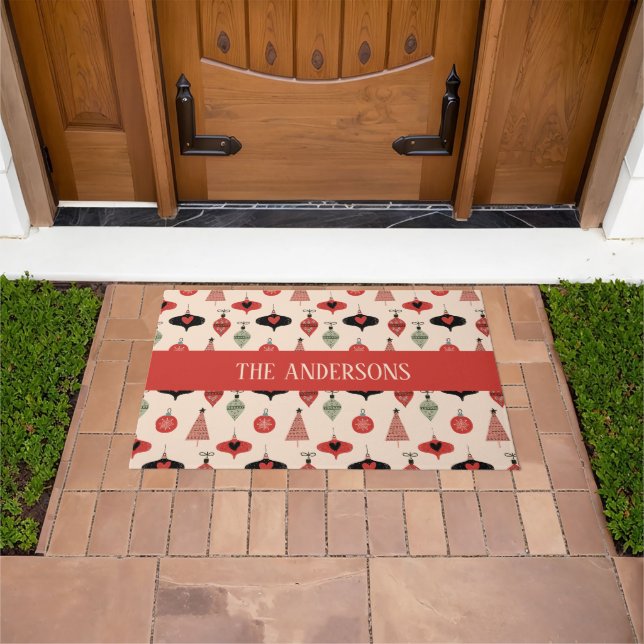 Personalized Family Name Christmas Pattern Doormat (Outdoor)