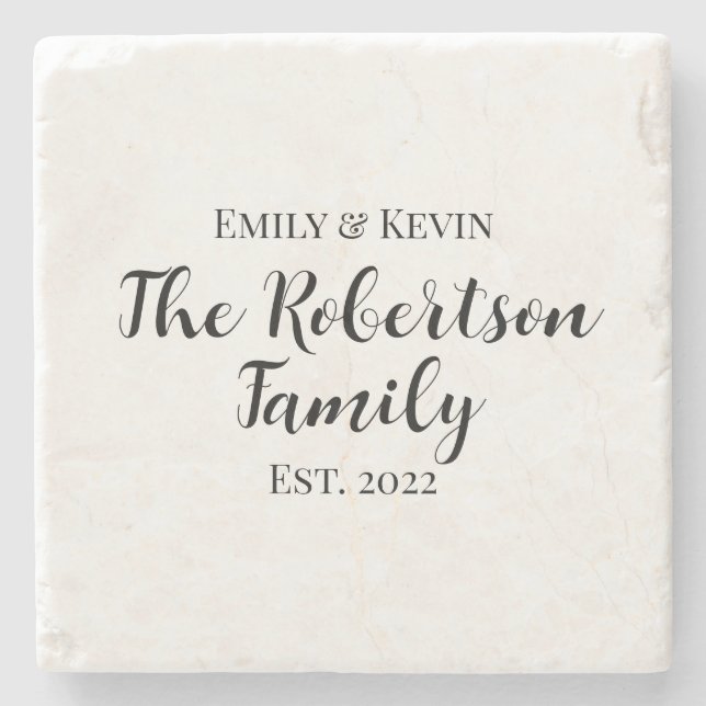Personalized Family Name Coasters with Year (Front)