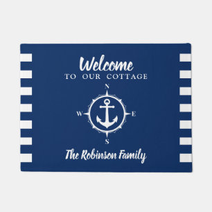 Personalized Family Name Compass Anchor Cottage Doormat