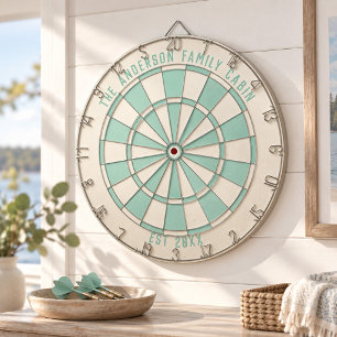 Personalized Family Name Custom Aqua Game Room Dartboard