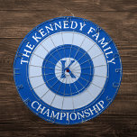 Personalized Family name Custom Monogram Blue Dartboard<br><div class="desc">Easy template to personalize your dartboard with your family name and monogram.
Customize the texts according to your needs.</div>