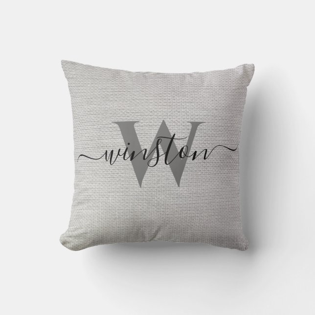 Personalized Family Name Custom Monogram Elegant Throw Pillow (Front)