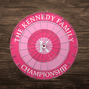 Personalized Family name Custom Monogram Pink Dartboard
