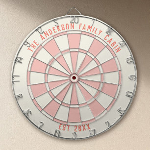 Personalized Family Name Custom Pink Game Room Dartboard