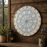 Personalized Family Name Custom White Blue Stripes Dartboard<br><div class="desc">Bring rustic game room charm to the cabin with this personalized family cabin dartboard wall decor. Featuring a classic dartboard look, soft blue and cream tones, an arched family name, and an established year, this design makes a cozy decorative accent for lake houses, cabins, and rec rooms. It is a...</div>