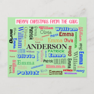 Personalized Family Name Custom Word Cloud Postcard