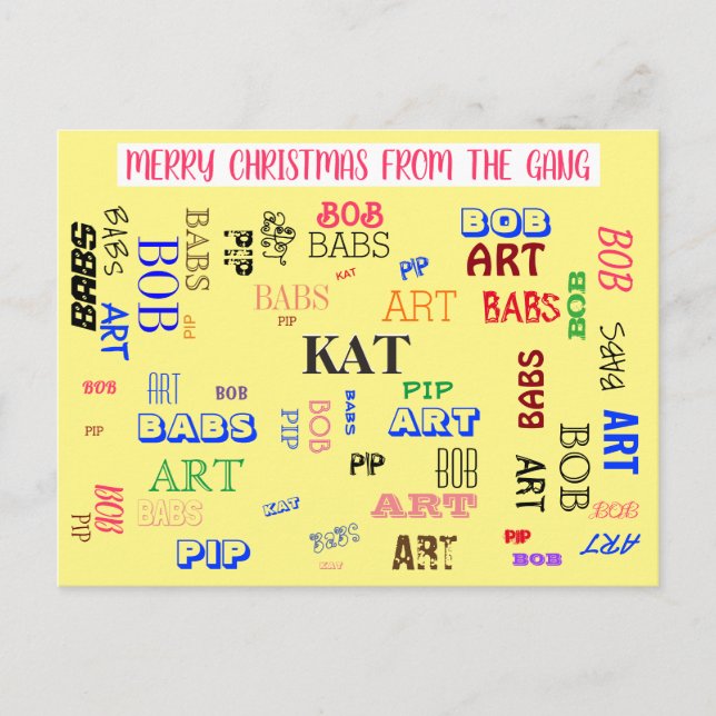 Personalized Family Name Custom Word Cloud Postcard (Front)