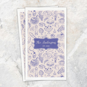 Personalized Family Name Cute Hand Drawn Food Napkin