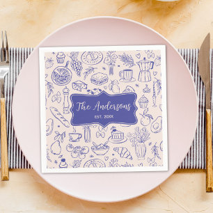 Personalized Family Name Cute Hand Drawn Food Napkin