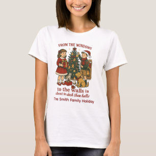 Personalized Family Name Deck The Halls Christmas T-Shirt
