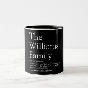 Personalized Family Name Definition Modern Fun Two-Tone Coffee Mug