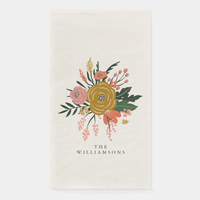 Personalized Family Name Earthy Floral Botanical Napkin (Front)
