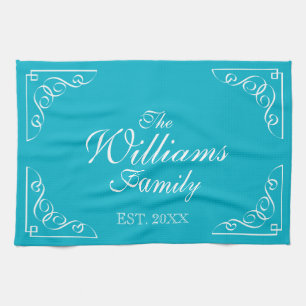 Personalized family name established kitchen towel