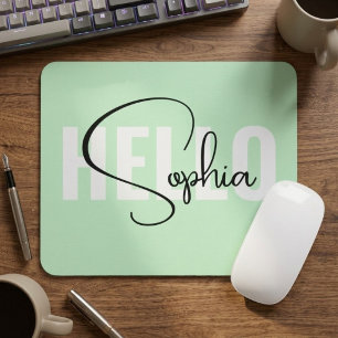 Personalized Family Name Gift Unique Mint Green Mouse Pad