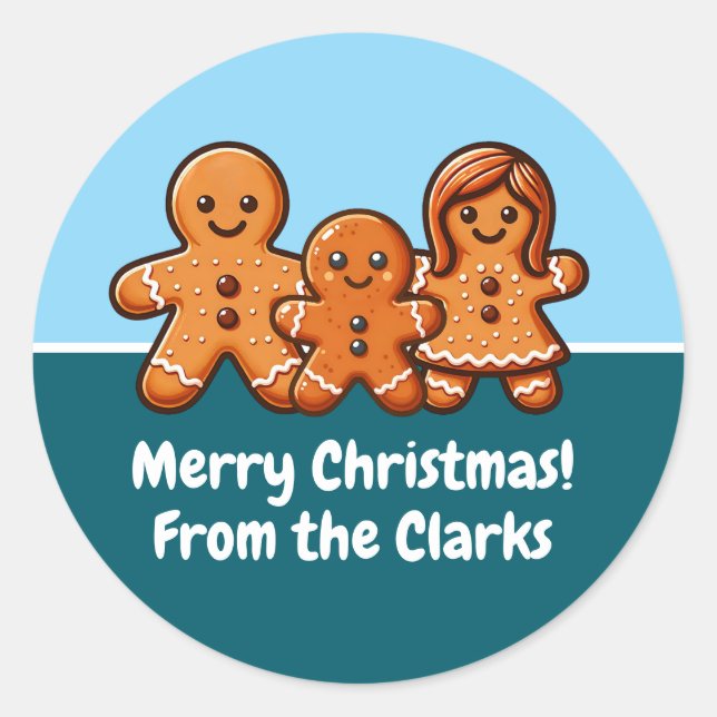 Personalized Family Name Gingerbread Stickers (Front)