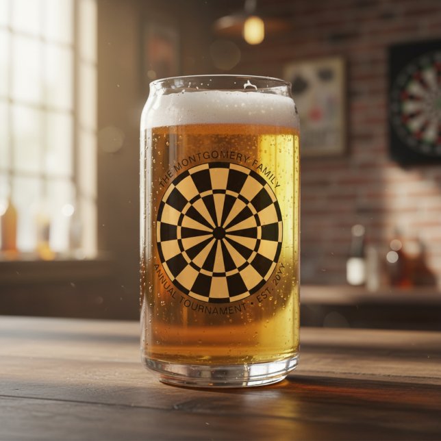 Personalized Family Name Gold Black Dartboard (Personalized Family Name Gold Black Dartboard Can Glass)