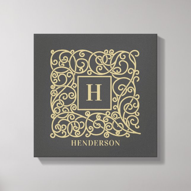 Personalized Family Name Gold Monogram Canvas Print (Front)
