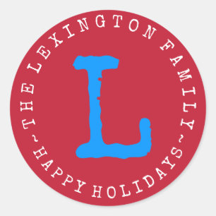 Personalized Family Name Happy Holidays Envelope Classic Round Sticker
