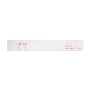 Personalized Family Name Hot Pink Return Address Wrap Around Label
