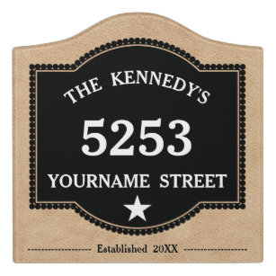 Personalized Family Name House Number Address Door Sign