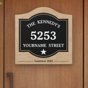 Personalized Family Name House Number Address Door Sign